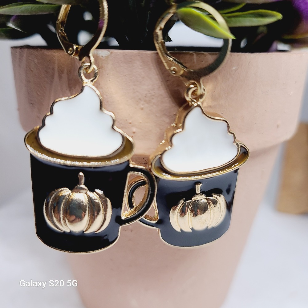Pumpkin Spice Latte Coffee‎ Mug Earrings Fall Halloween Holiday Jewelry